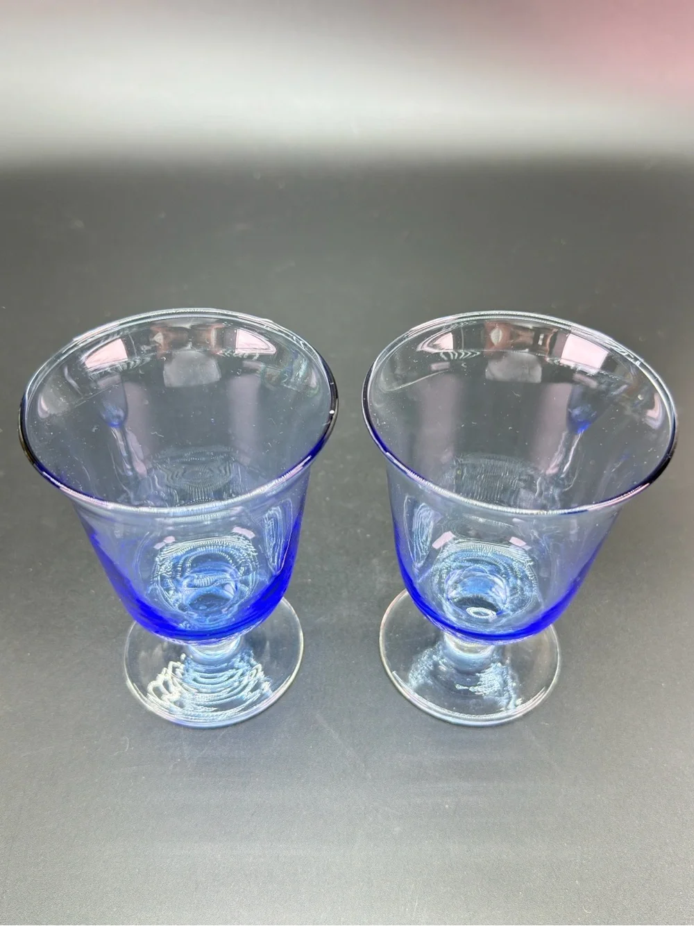 Handblown Cobalt Blue Glass Tumbler Pair